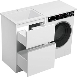 Misty Мебель для ванной с раковиной под стиральную машину Ингрид 120 L белая – фотография-8